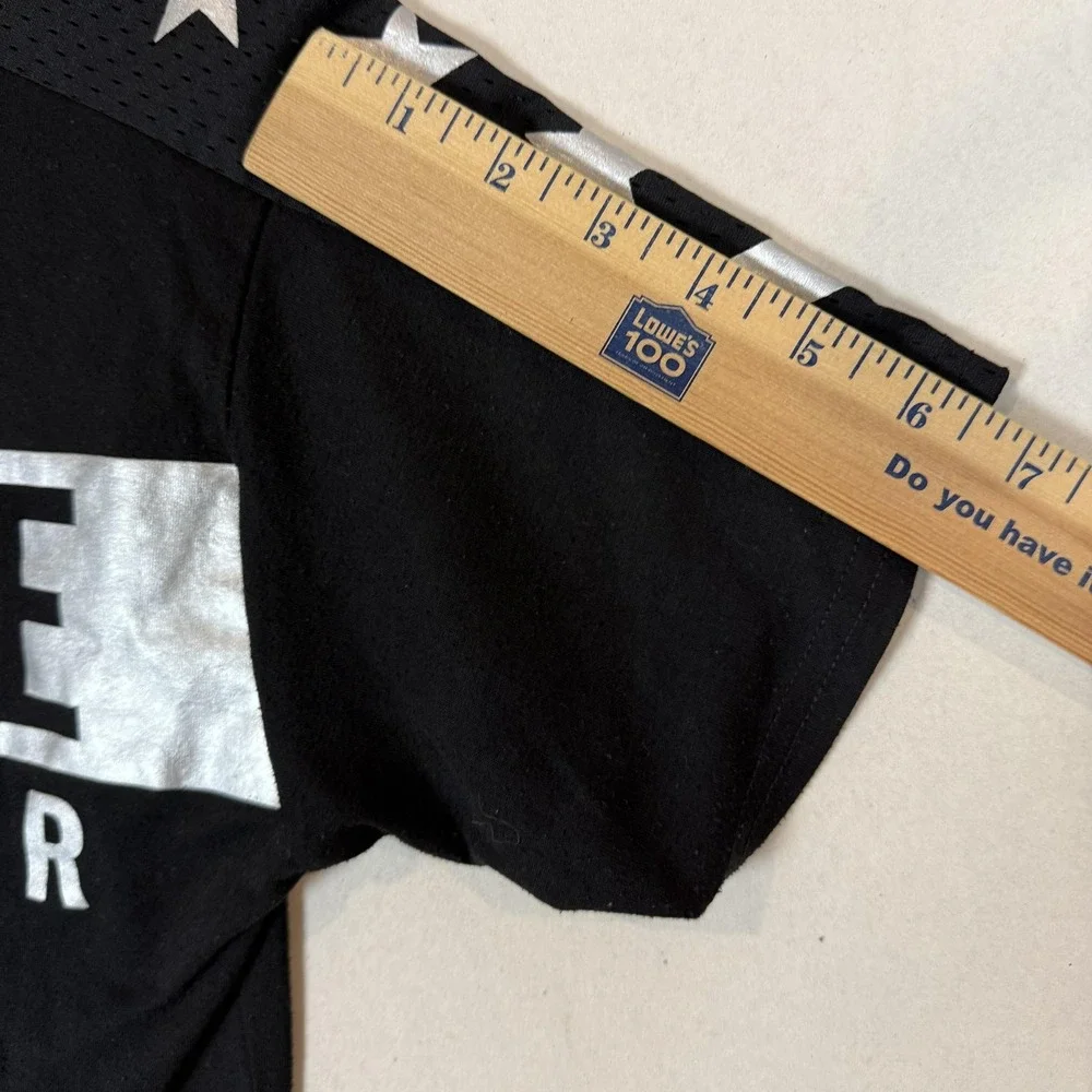 Converse Shirt Kids XL Black Metallic All Star Logo Sleeve Stars Tee Top